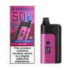 Red and black vape device with Titan X packaging on a white background
