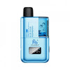 Blue vape device with digital display on a white background