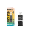 Juicy Pod Novamax vape pod with packaging on a white background