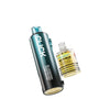 Gold and black vape device with lemon lime flavor on a white background