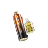Gold and black vape device with lemon lime flavor on a white background