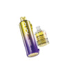 Gold and black vape device with lemon lime flavor on a white background