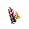 Gold and black vape device with lemon lime flavor on a white background