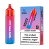 Vape device and packaging with 'Fizzy Cherry' flavor on a white background