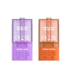 Clear mint green vape device with branding and product details on a white background