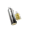 Gold and black vape device with lemon lime flavor on a white background